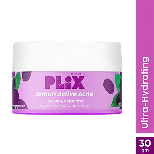 Plix Jamun Active Acne Smoothie Moisturizer - With 2% Acne Buster Complex & Niacinamide, 30 g For Oily, Acne Prone & Combination Skin
