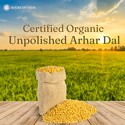 HOUSE OF VEDA Organic Arhar Tur Dal, 1 kg  Rich In Protein & Fibre, Free From Preservative & Gluten