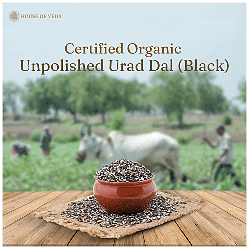 HOUSE OF VEDA Organic Urad Dal - Black Whole, 1 kg  Rich In Protein & Fibre, Free From Preservative & Gluten