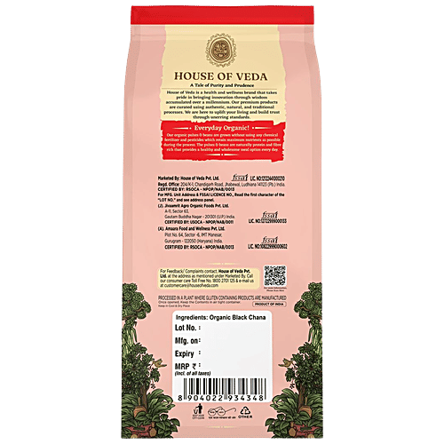 HOUSE OF VEDA Organic Black Chana, 500 g Protein & Fibre Rich, Free From Preservatives & Gluten