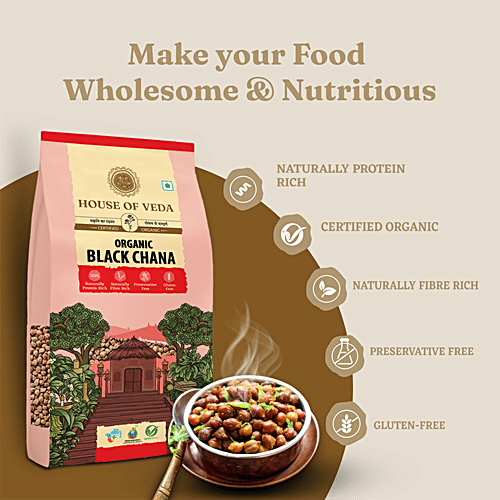 HOUSE OF VEDA Organic Black Chana, 500 g Protein & Fibre Rich, Free From Preservatives & Gluten