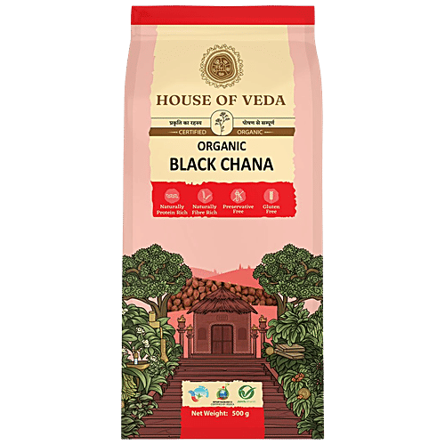 HOUSE OF VEDA Organic Black Chana, 500 g Protein & Fibre Rich, Free From Preservatives & Gluten