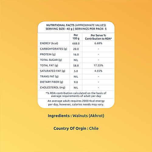 Farmley Premium Walnut Kernel - Walnuts Without Shell, Akhrot, Dry Fruits, Natural Akhrot Giri, Rich In Proteins & Antioxidants, 200 g Pouch 