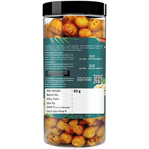 Farmley Cheese & Herbs Makhana - Roasted In Olive Oil, Rich In Protein, Calcium, Yummy Snacks, 83 g Jar 