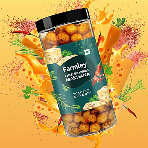 Farmley Cheese & Herbs Makhana - Roasted In Olive Oil, Rich In Protein, Calcium, Yummy Snacks, 83 g Jar 