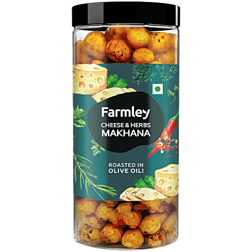 Farmley Cheese & Herbs Makhana - Roasted In Olive Oil, Rich In Protein, Calcium, Yummy Snacks, 83 g Jar 