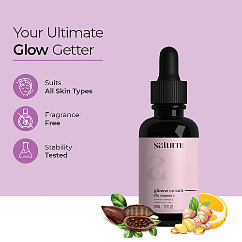 Saturn Gloww Skin Serum With 5% Vitamin C & Niacinamide, 30 ml  Reduces Dullness & Roughness Of Skin