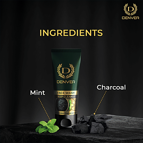 Denver Deep Cleanse Face Wash - With Activated Charcoal & Mint, 50 g  