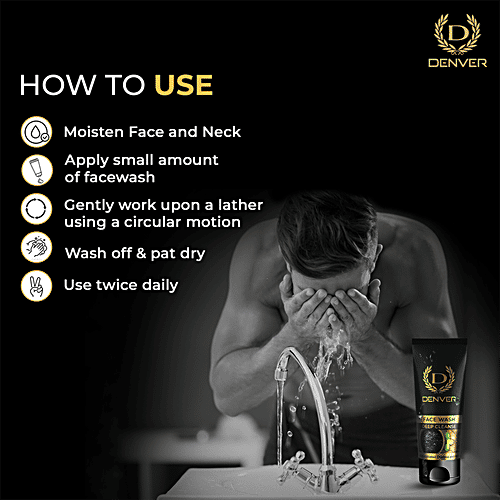 Denver Deep Cleanse Face Wash - With Activated Charcoal & Mint, 50 g  