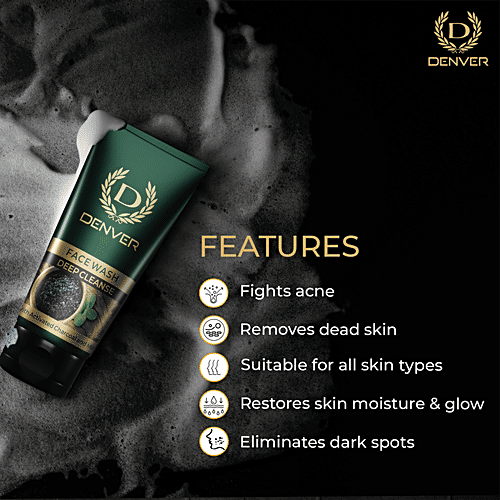 Denver Deep Cleanse Face Wash - With Activated Charcoal & Mint, 50 g  