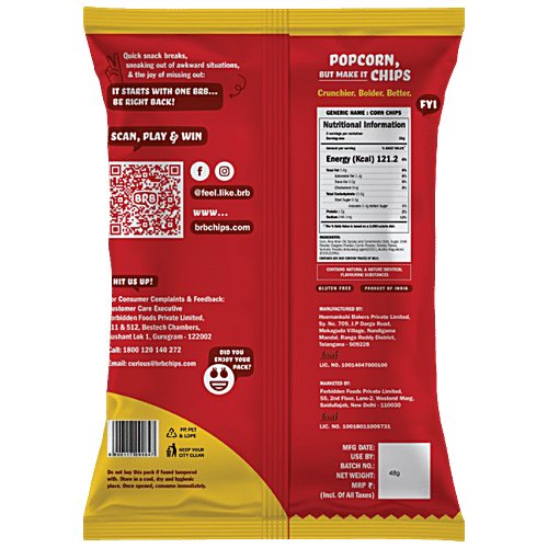 BRB Popcorn Chips - Red Chilli Chataka Flavour, 48 g  