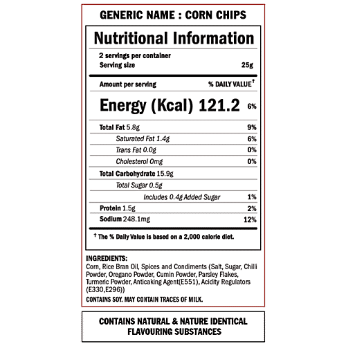 BRB Popcorn Chips - Red Chilli Chataka Flavour, 48 g  