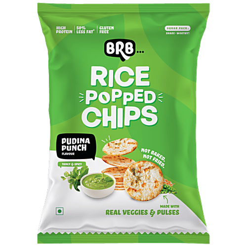 BRB Rice Popped Chips - Pudina Punch Flavour, 48 g  Healthier Crunchier Tastier
 Real VEggies & Pulses