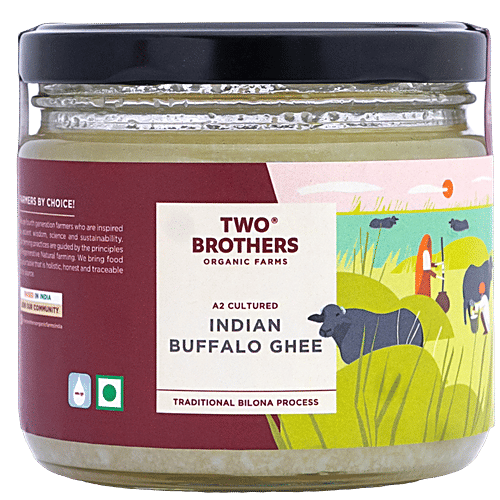 Two Brothers Organic Farms A2 Buffalo Ghee - Traditional Bilona Process, 250 g Jar 