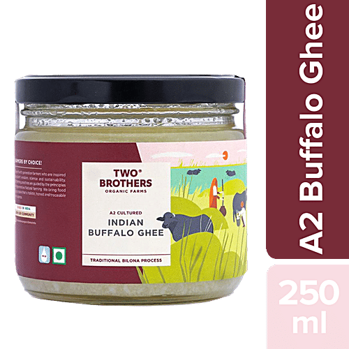 Two Brothers Organic Farms A2 Buffalo Ghee - Traditional Bilona Process, 250 g Jar 