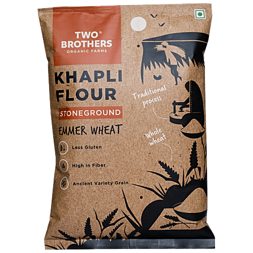 Two Brothers Organic Farms Khapli Flour - Emmer Long, Whole Wheat Atta, Stoneground, 2 kg  Whole Wheat, Ancient
