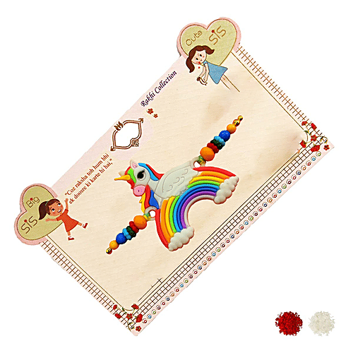 Creative Space Kids Cartoon Rainbow Rakhi, 1 pc  