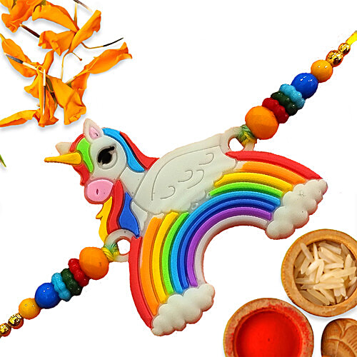 Creative Space Kids Cartoon Rainbow Rakhi, 1 pc  