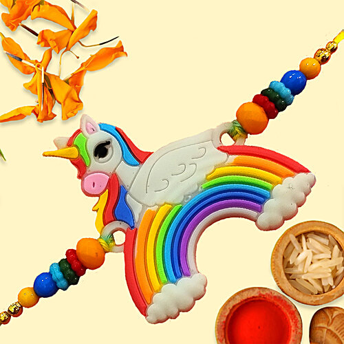 Creative Space Kids Cartoon Rainbow Rakhi, 1 pc  