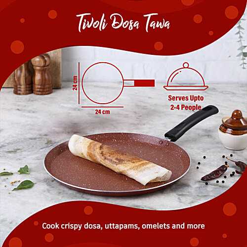 Wonderchef Tivoli Cookware Set - Kadhai, Fry Pan, Dosa Tawa, Red, 3 pcs 2 Years Warranty, Cookware Set With Kadhai, Fry Pan, Dosa Tawa, 5 Layer Non Stick Coating, 2 Years Warranty
