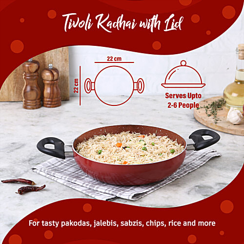 Wonderchef Tivoli Cookware Set - Kadhai, Fry Pan, Dosa Tawa, Red, 3 pcs 2 Years Warranty, Cookware Set With Kadhai, Fry Pan, Dosa Tawa, 5 Layer Non Stick Coating, 2 Years Warranty