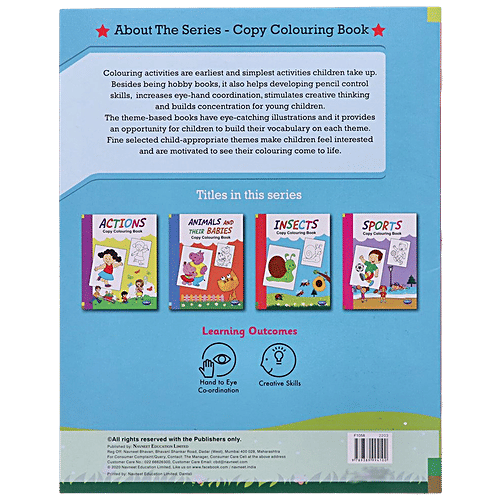 Navneet Theme Copy Colouring Book - Actions, Sports, Animals & Their Babies, Insects, For Kids, 4 pcs  