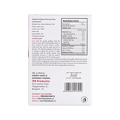 FR Products Gelatine Non-Veg - Bakery Essentials, 50 g  Versatile Ingredient
 Remarkable Gelling Properties