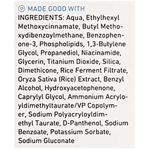 Plum Rice Water & 2% Niacinamide Hybrid Sunscreen - SPF 50 PA+++, 50 g Brightens Skin, Reduces Blemishes, 100% Vegan, For All Genders, Paraben Free, No White Cast, Prevents Tanning