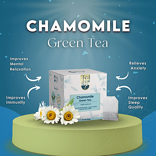 Tea Leaf & Co. Chamomile Green Tea, 27.5 g (25 Tea Bags x 1.1 g Each) Natural, Improves Mental Relaxation, Relieves Anxiety, Improves Sleep Quality