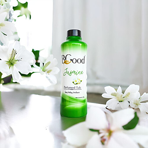 BGOOD Jasmine Perfumed Talc, 300 g Body & Face Talcum Powder, Long-Lasting Freshness, For Men & Women