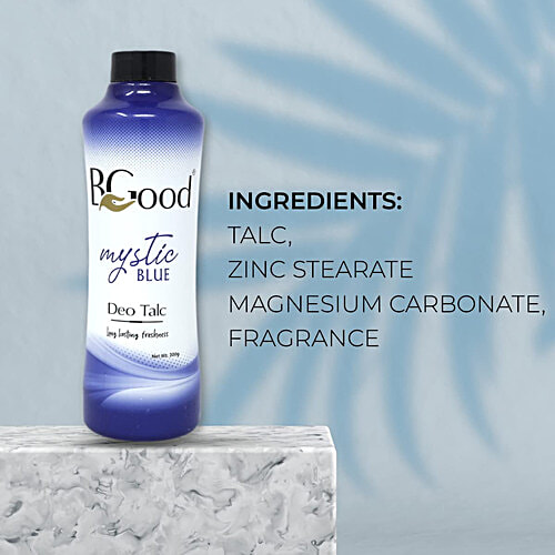 BGOOD Mystic Blue Deo Talc, 300 g  Body & Face Talcum Powder, Long-Lasting Freshness, For Men & Women