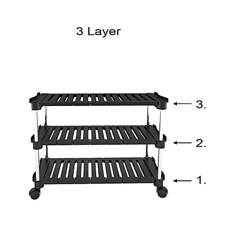The Next Trend Super Smart Premium Multipurpose Rack - 3 Shelf, Black & Silver Colour, 1 pc  