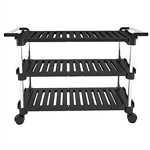 The Next Trend Super Smart Premium Multipurpose Rack - 3 Shelf, Black & Silver Colour, 1 pc  