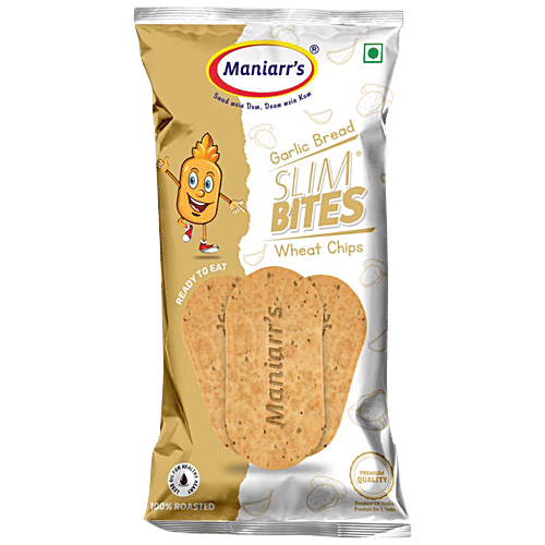 Maniarr's Garlic Bread Slim Bites Wheat Chips, 60 g Pouch