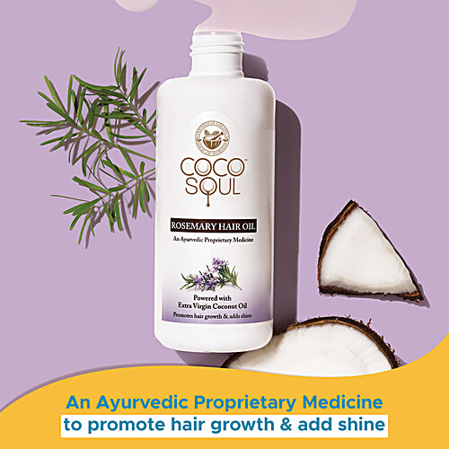 Coco Soul Rosemary Hair Oil, 200 ml  With Extra Virgin Coconut Oil, Promotes Hair Growth & Adds Shine, Vegan & Cruelty Free