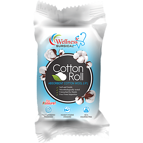 WELLNESS SURGICAL  Absorbent Cotton Roll For Medical Use, 400 g  Fast Absorbent, 100% Natural