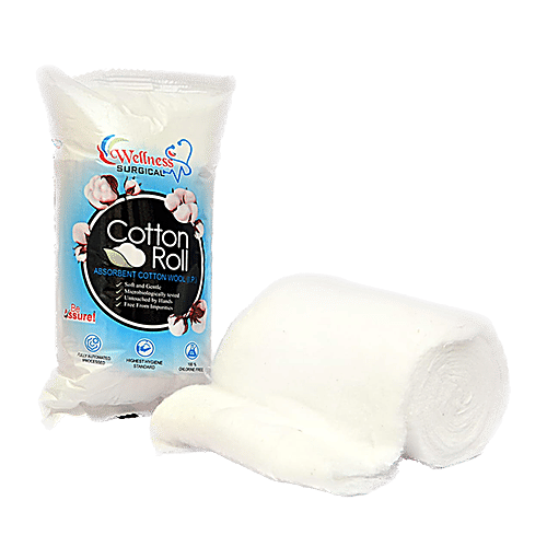 WELLNESS SURGICAL  Absorbent Cotton Roll For Medical Use, 400 g  Fast Absorbent, 100% Natural