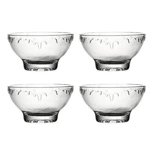 Buy Yera Glass Bowls Round, Wave Design, Transparent, For Serving, B9OFLS4 Online at Best