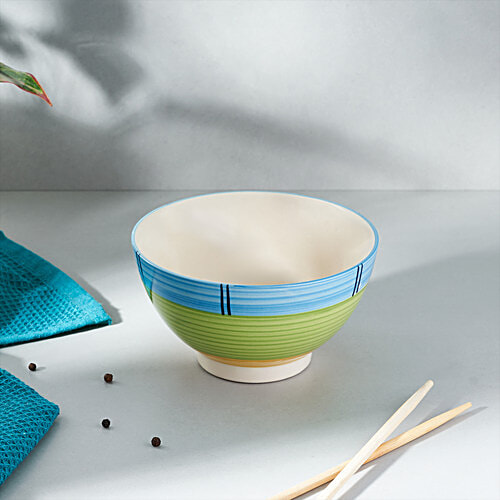 bb home Earth Serving/ Mixing/ Salad/ Cereal Bowl, Hand-Painted Ceramic, Tri Colour, 500 ml