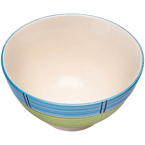 bb home Earth Serving/ Mixing/ Salad/ Cereal Bowl, Hand-Painted Ceramic, Tri Colour, 500 ml