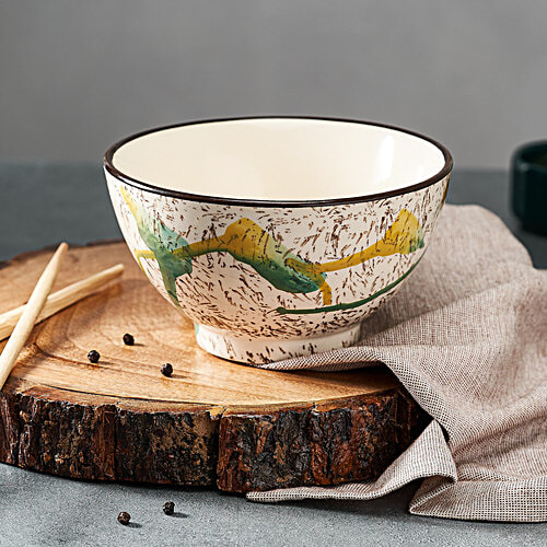 bb home Earth Serving/ Mixing/ Salad/ Cereal Bowl, Hand Painted Ceramic, Stormy Yellow Green, 500 ml