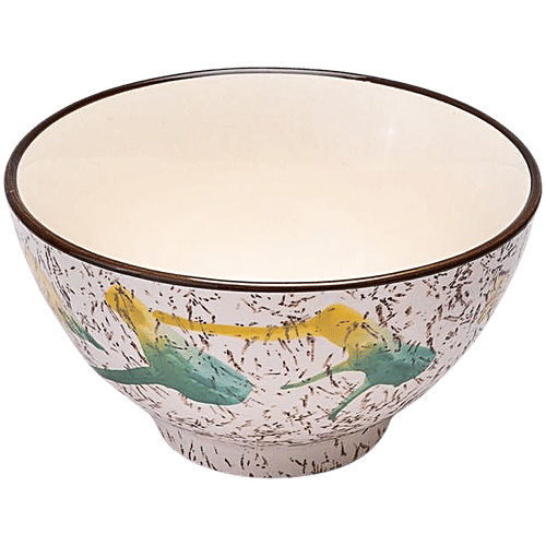 bb home Earth Serving/ Mixing/ Salad/ Cereal Bowl, Hand Painted Ceramic, Stormy Yellow Green, 500 ml