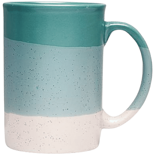 bb home Earth Tea/Coffee Ceramic Mug - With Lid/Coaster, Hand Crafted, Wave Blue, 180 ml