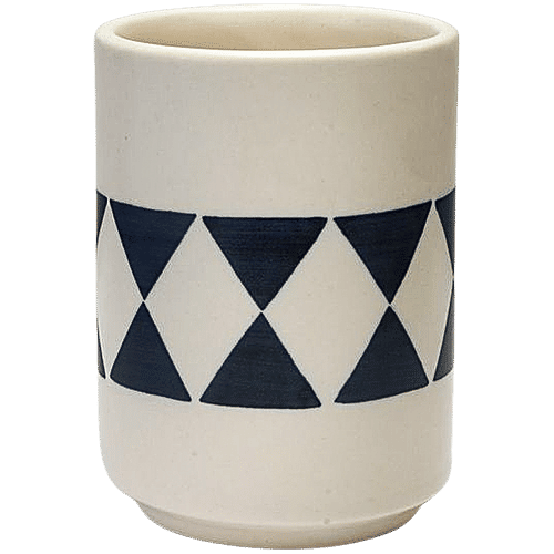 bb home Earth Cutlery/ Pen Holder, Hand Painted Ceramic - Abstract Black & White, 600 ml  