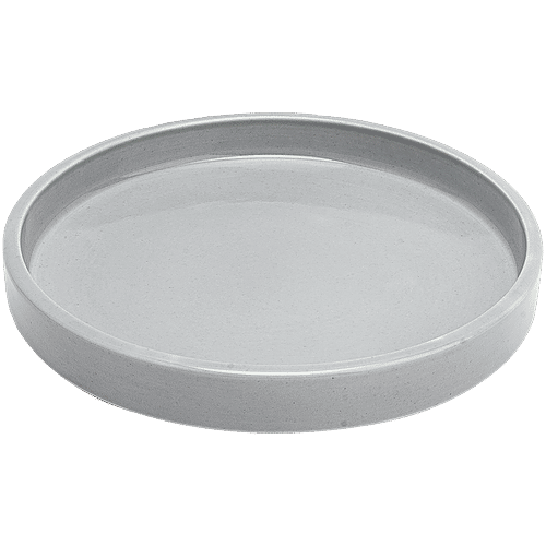 bb home Earth Planter/ Pot With Tray, Hand-crafted Ceramic- Cosmic Pastel Grey, 20.32 cm, Medium Size, 1 pc  