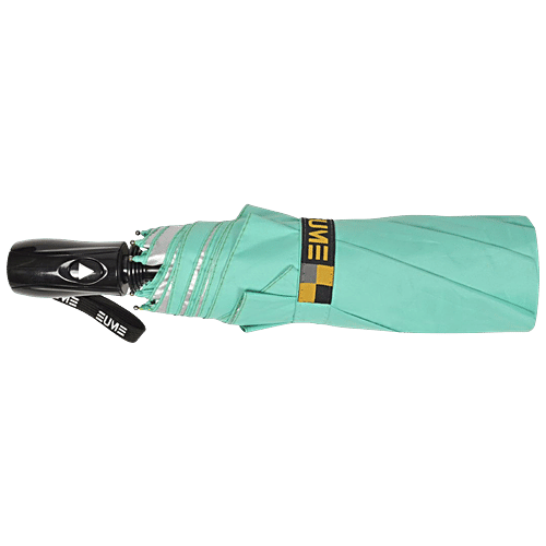 EUME Obscure Auto Open 60 cm 3-Fold Unisex Sea Green & Silver Colour Umbrella, 1 pc  