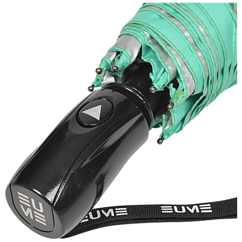 EUME Obscure Auto Open 60 cm 3-Fold Unisex Sea Green & Silver Colour Umbrella, 1 pc  