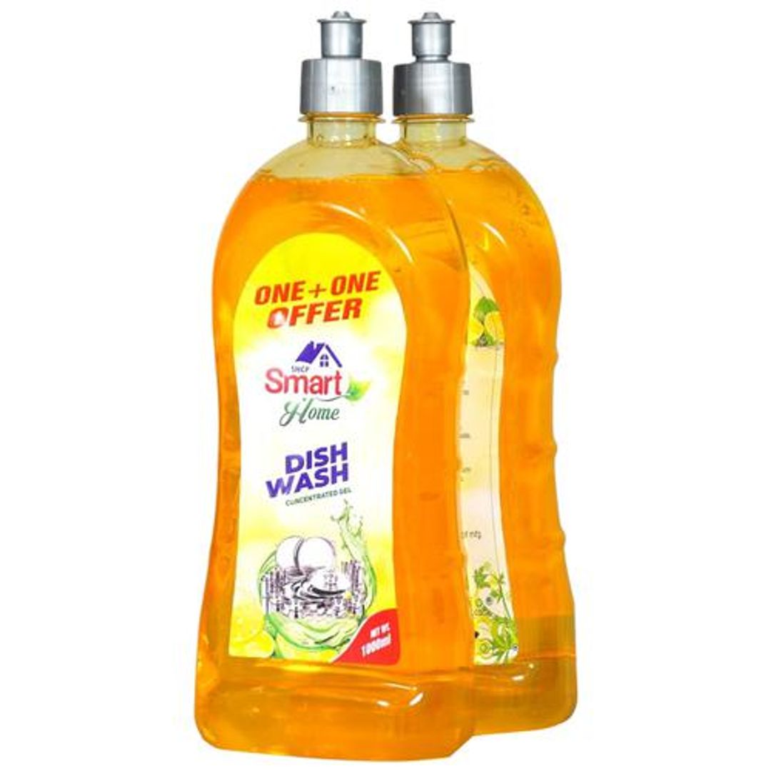 Smart Home Dish Wash Concentrated Gel Liquid, 1 L (Pack of 2)