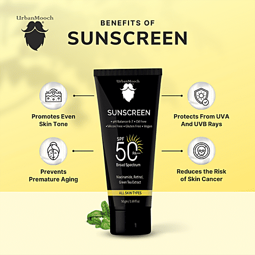 UrbanMooch Sunscreen - SPF 50, Broad Spectrum, PA+++, 50 g  Oil Free