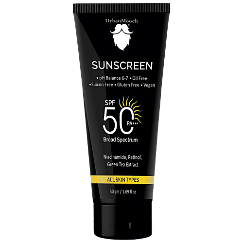 UrbanMooch Sunscreen - SPF 50, Broad Spectrum, PA+++, 50 g  Oil Free